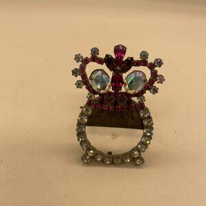 Vintage Rare Rhinestone Owl Mini Picture Frame signed Rosa